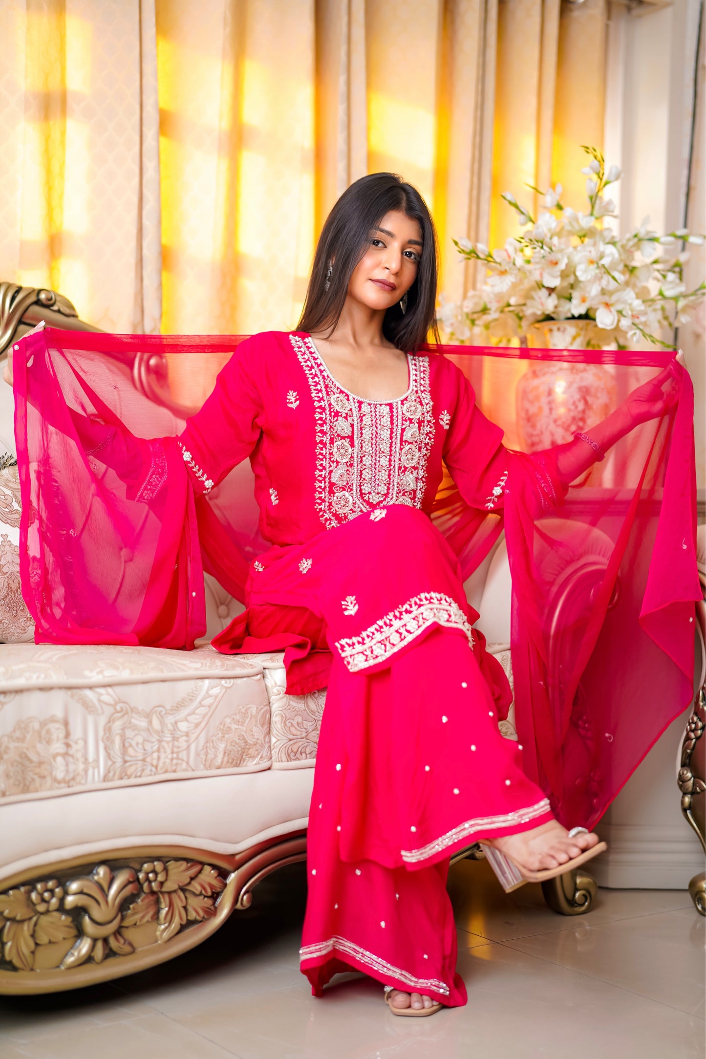 Rani Pink Suit With Hand Embroidery
