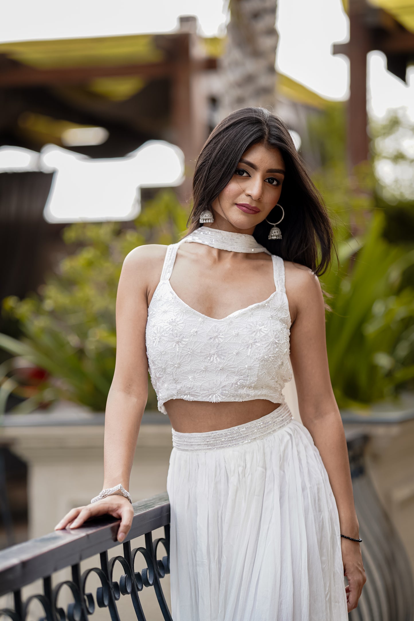 Strappy White Sharara Set With Hand Embroidery