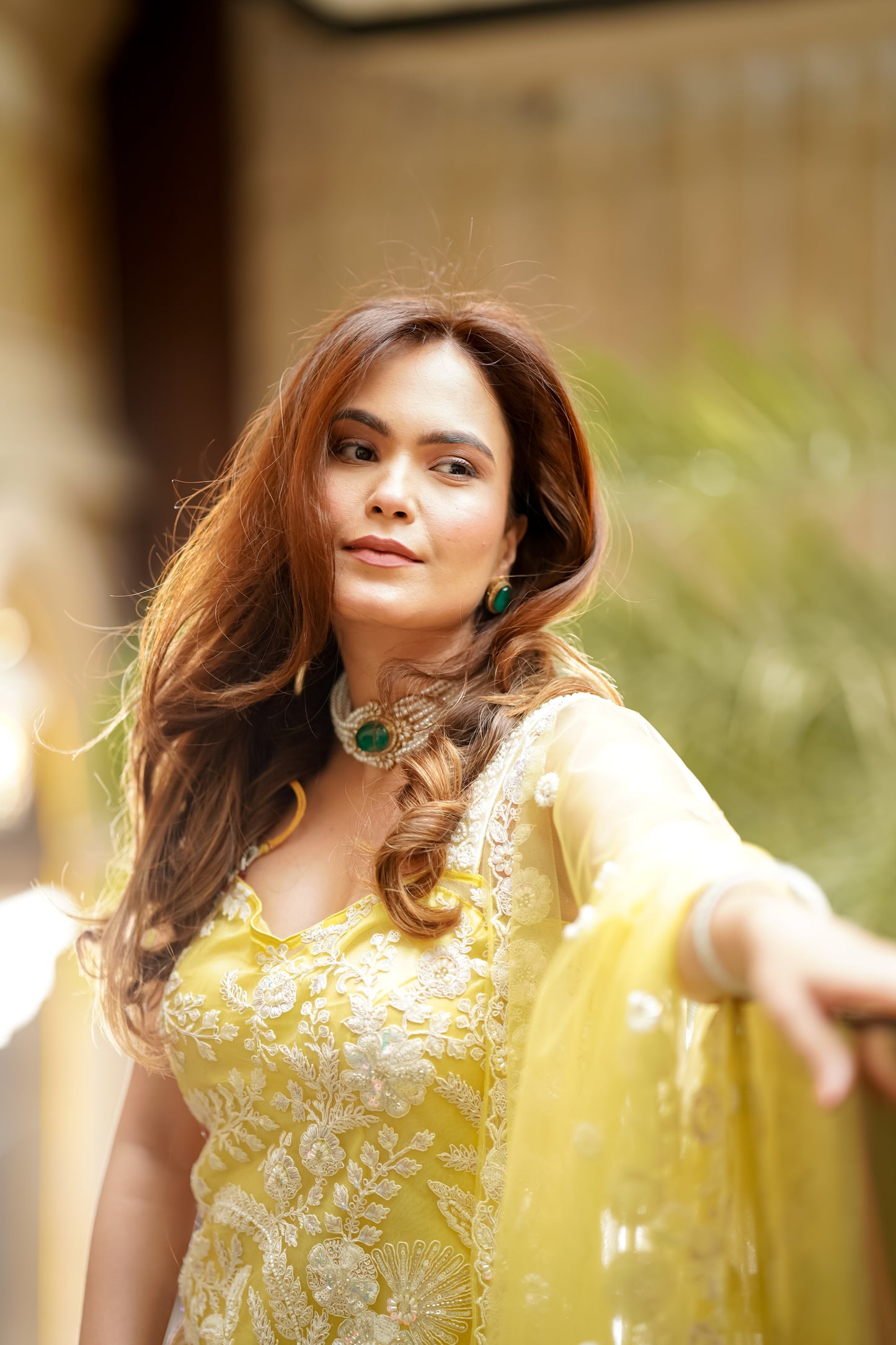 Strappy Yellow Sharara Set With Jaal Dori Work