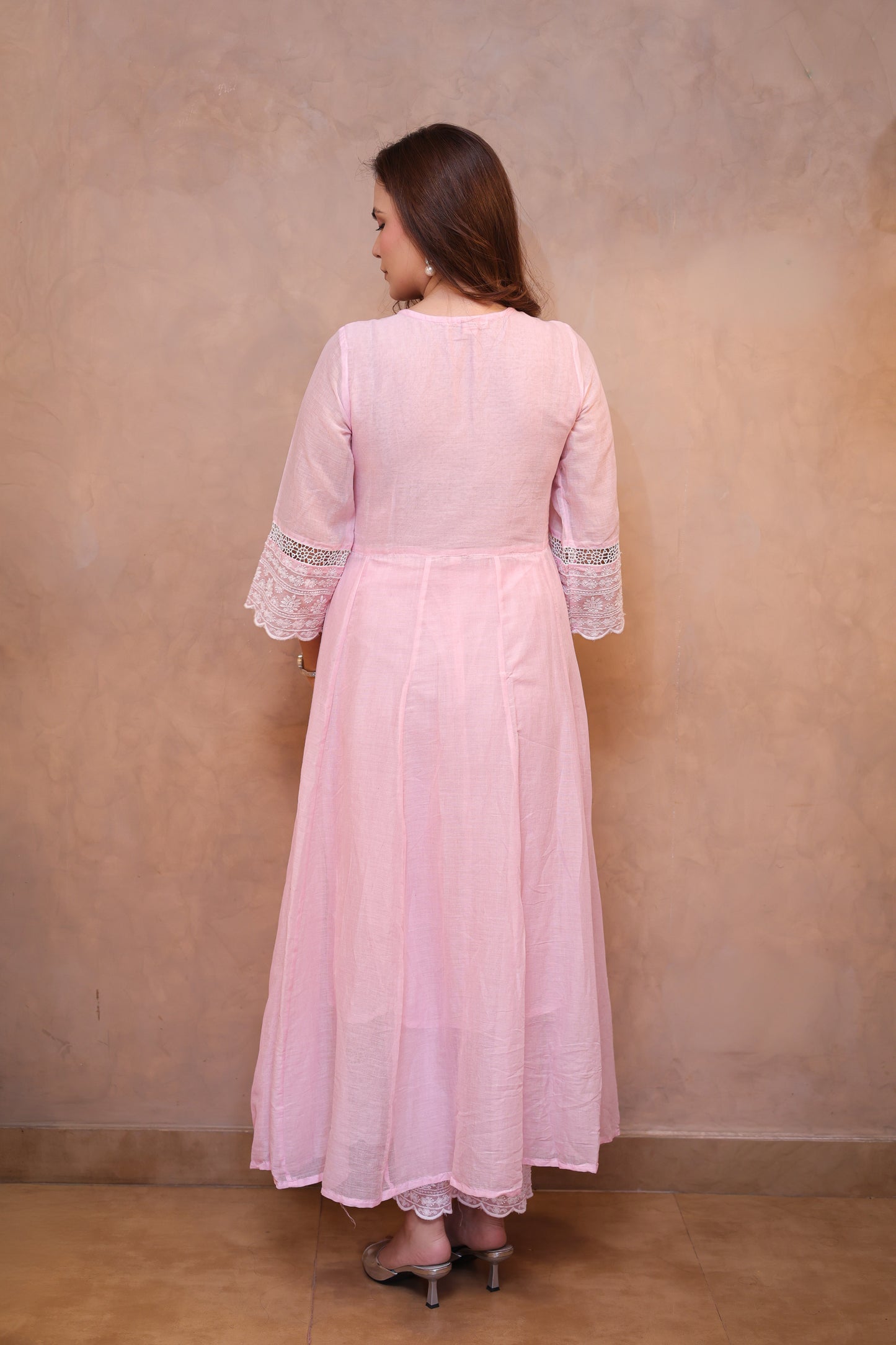 Pink Embroidered Chikankari Anarkali Suit