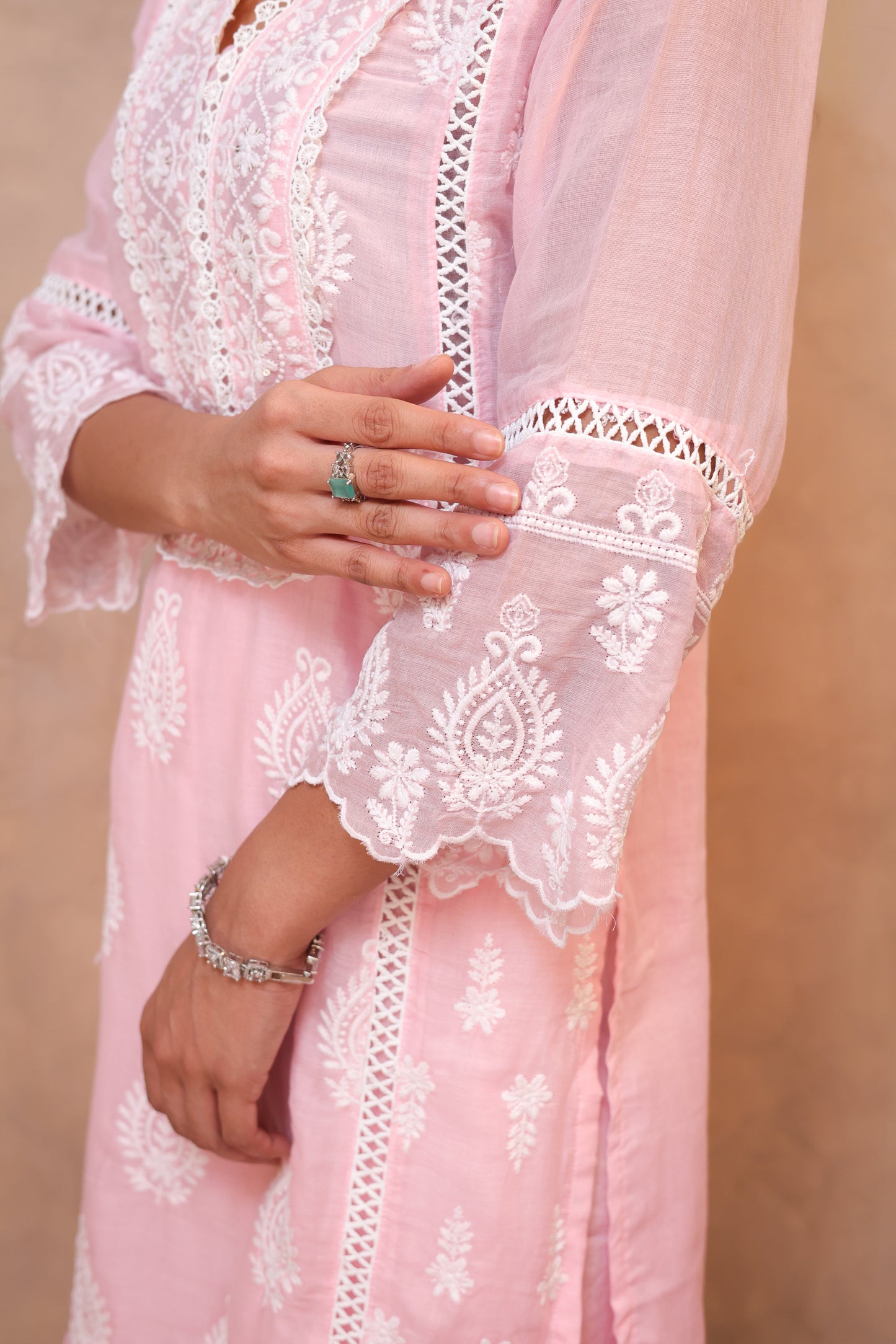 Pink Embroidered Chikankari Straight Suit