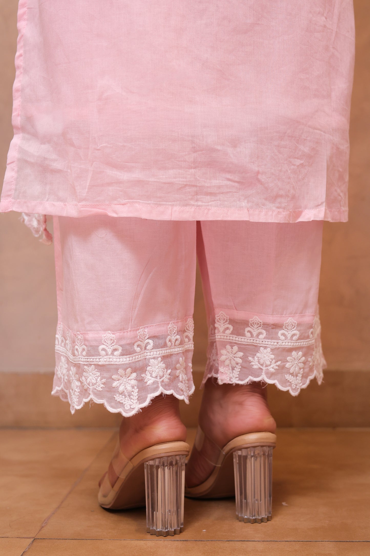 Pink Embroidered Chikankari Straight Suit