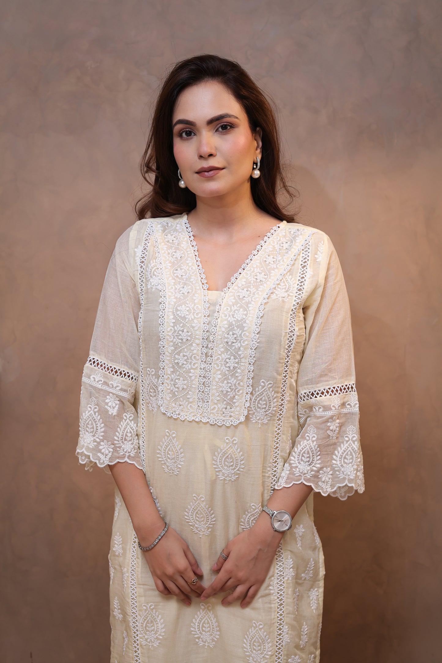 Yellow Embroidered Chikankari Straight Suit