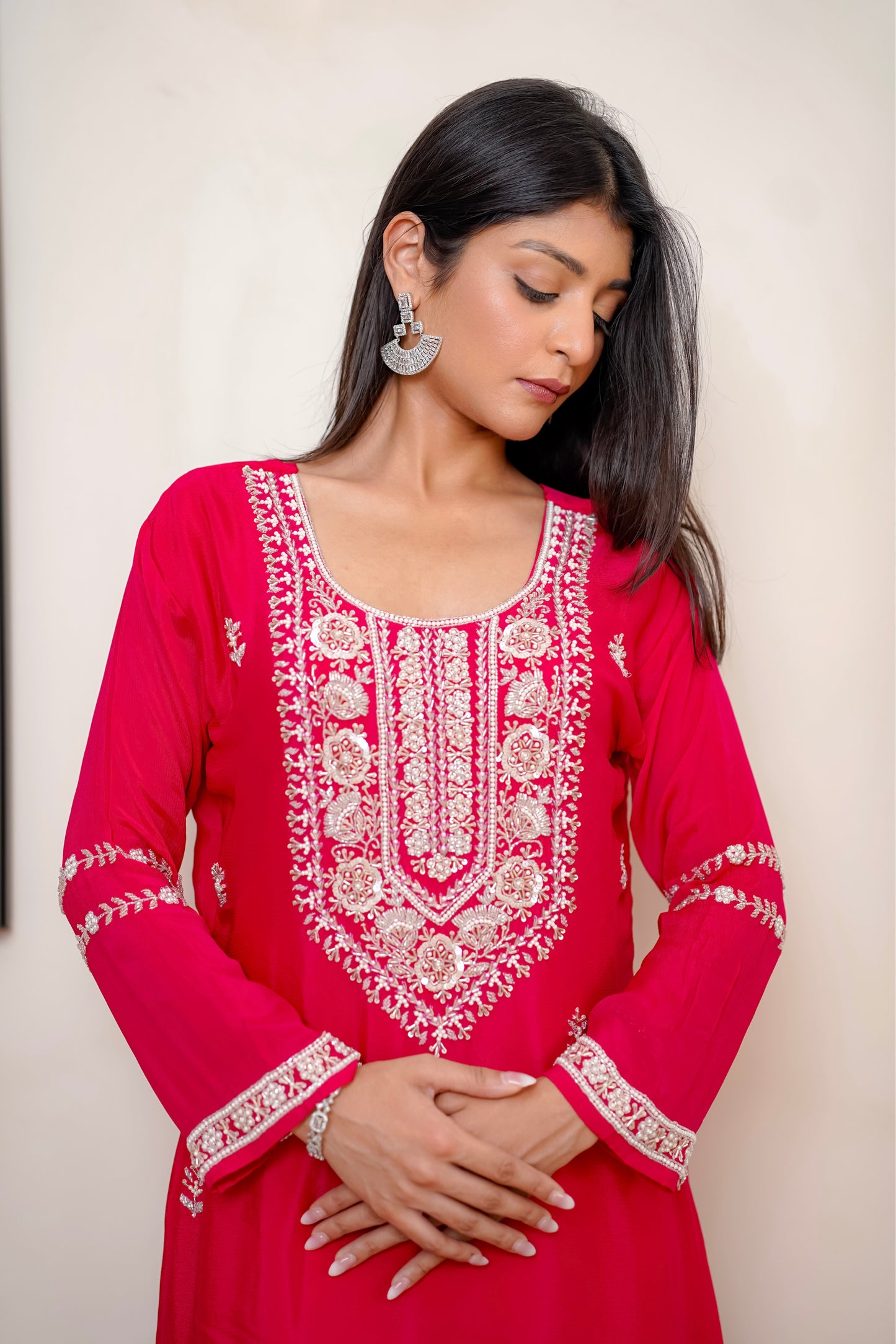 Rani Pink Suit With Hand Embroidery