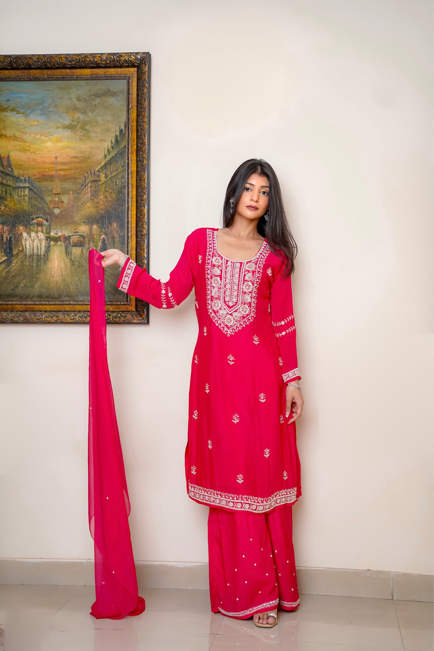 Rani Pink Suit With Hand Embroidery