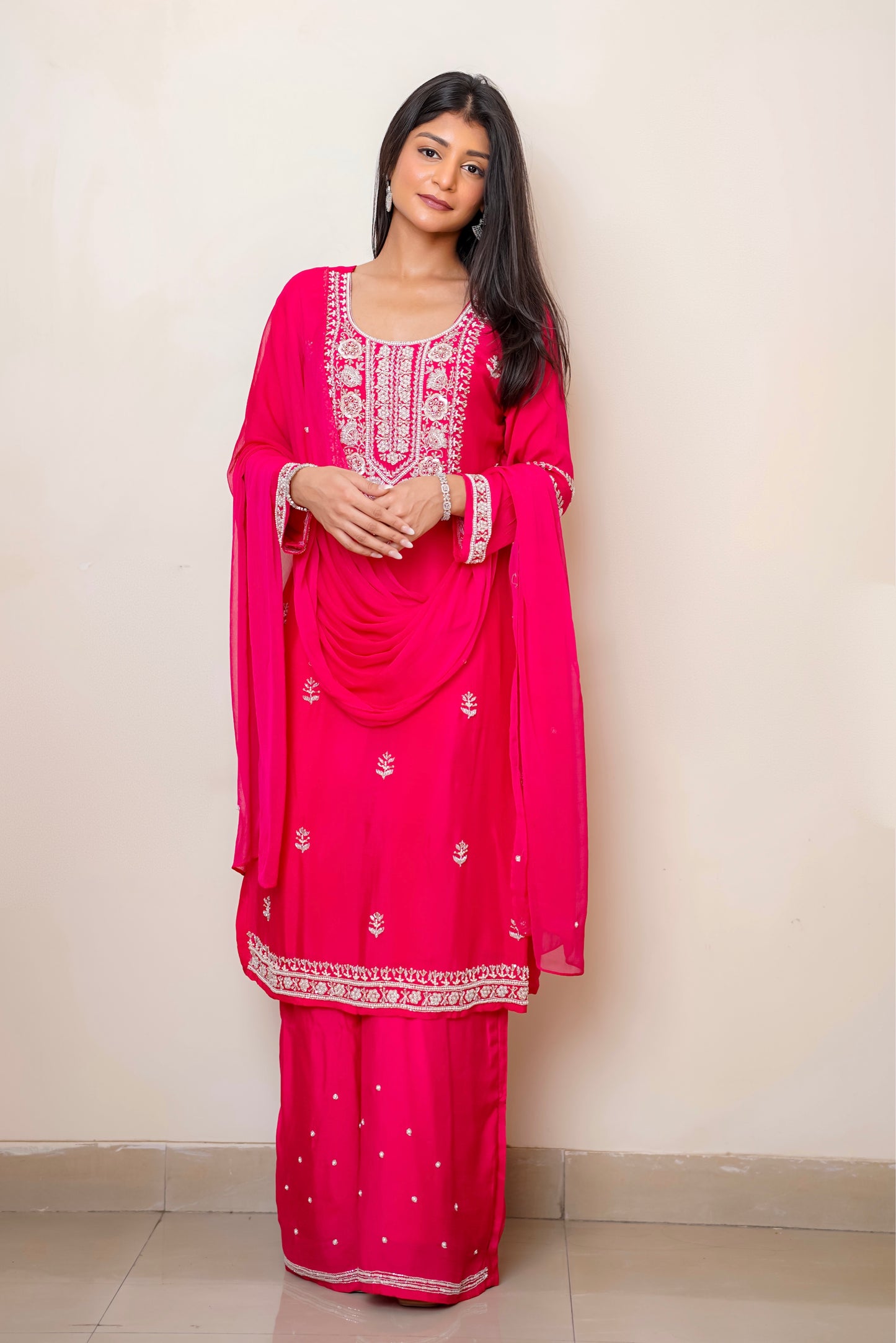 Rani Pink Suit With Hand Embroidery